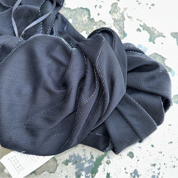 Black Metallic High Neck Gown with Criss Cross Open Back - Picture 14 of 16